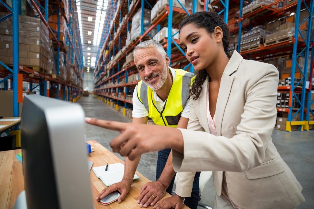 Employees at the warehouse